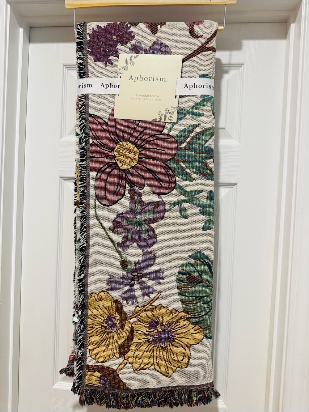 APHORISM  Floral Woven  Decorative Throw With Fringe - 50"x70"